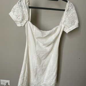 With Jean White Cap Sleeve Eyelet Dress XS